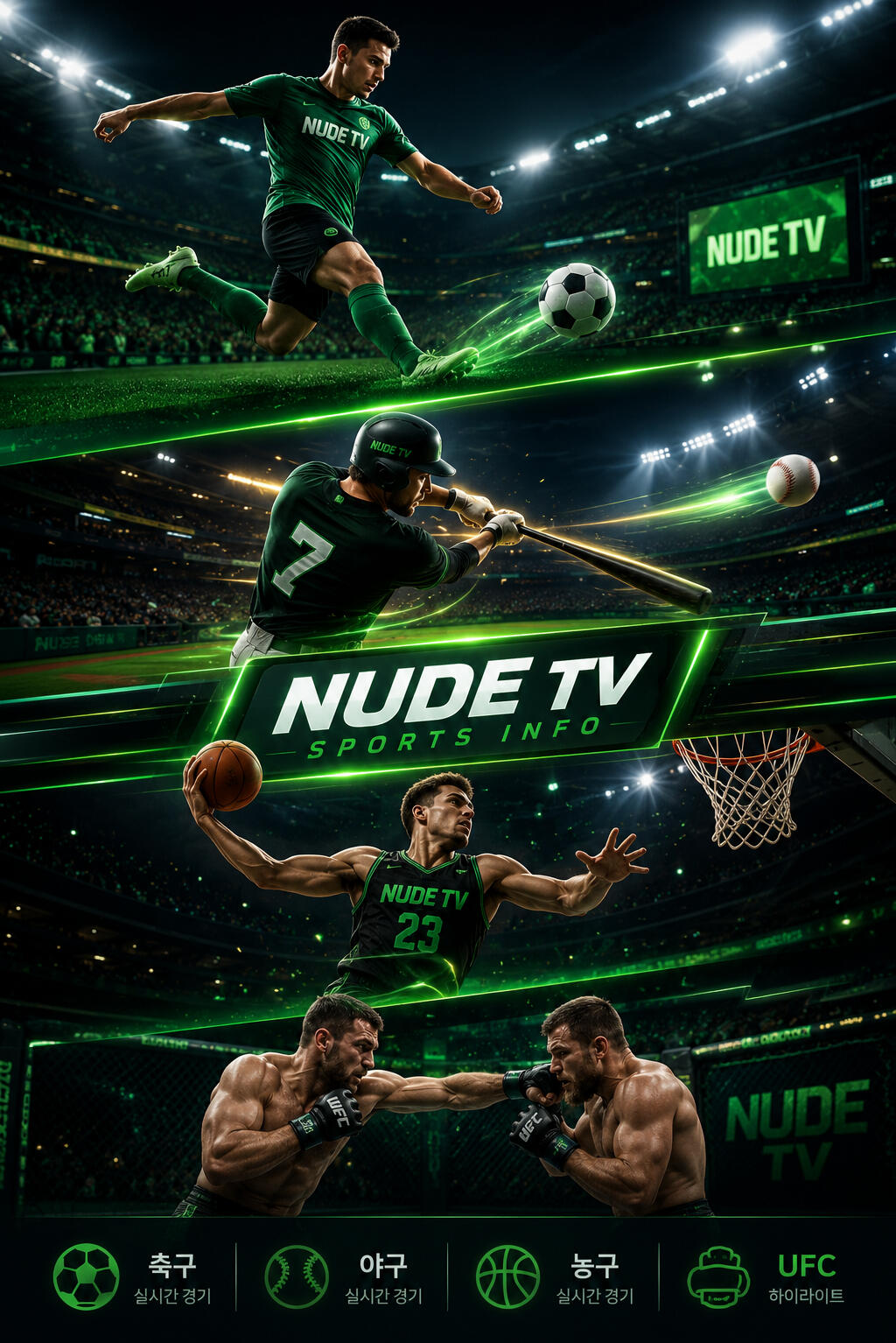 누드TV | 실시간 스포츠 하이라이트 누드TV 스포츠 하이라이트 배너. 축구, 야구, 농구 등 다양한 스포츠의 주요 경기 장면과 하이라이트를 한곳에서 확인할 수 있는 스포츠 정보 플랫폼 이미지.